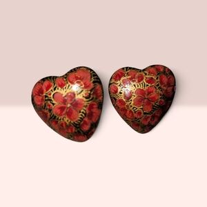 Red and Gold Heart Earrings